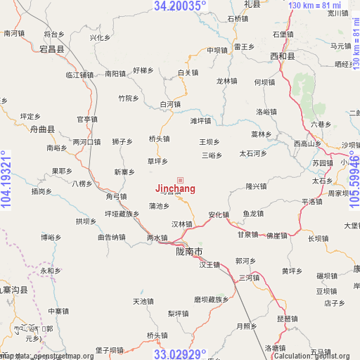 Jinchang on map