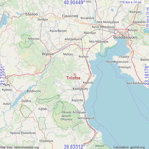 Trílofos on map