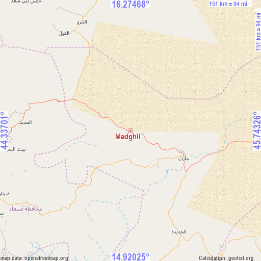 Madghil on map