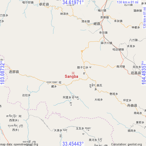 Sangba on map