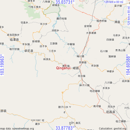 Qingshui on map