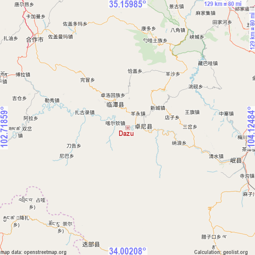 Dazu on map