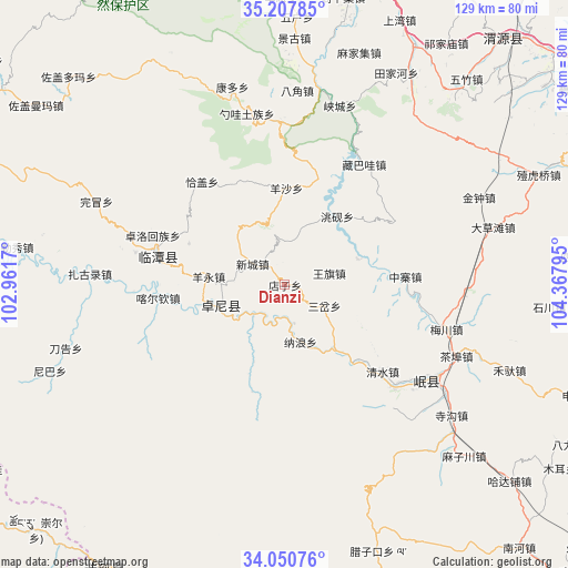 Dianzi on map