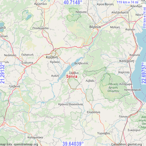 Sérvia on map