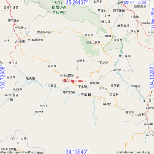 Changchuan on map