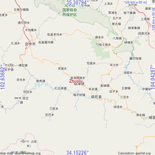 Zhuolu on map