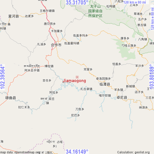 Jiamaogong on map