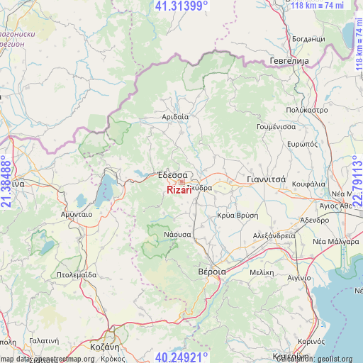 Rizári on map