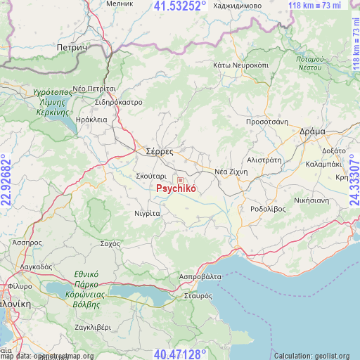 Psychikó on map