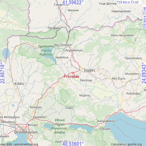 Provatás on map