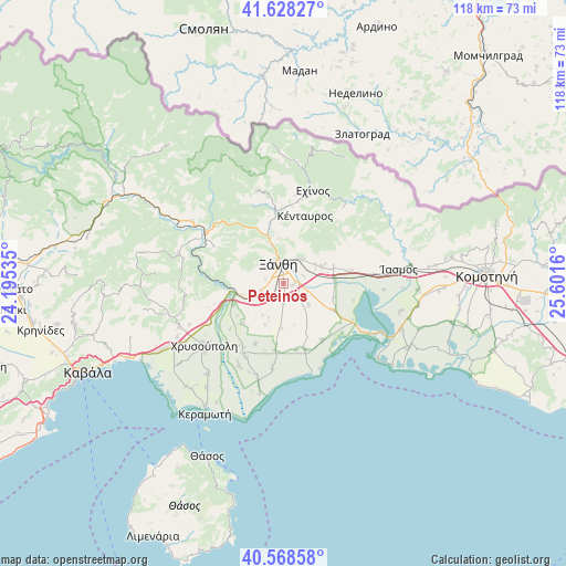 Peteinós on map