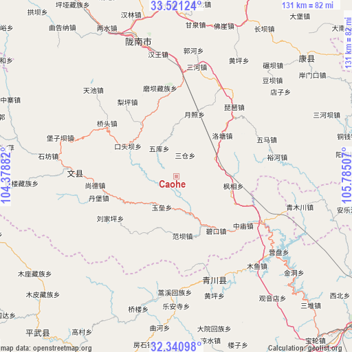 Caohe on map
