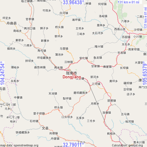 Dongjiang on map