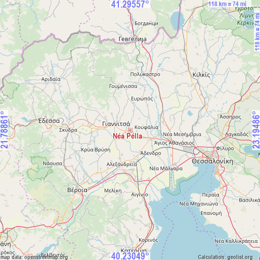 Néa Pélla on map