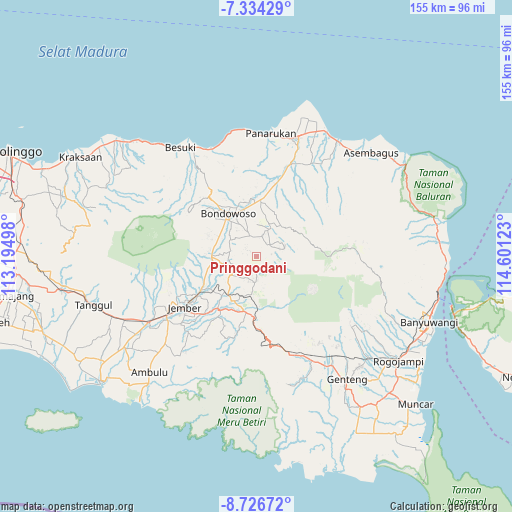 Pringgodani on map