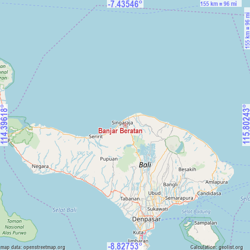 Banjar Beratan on map