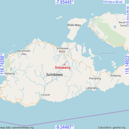 Sebasang on map