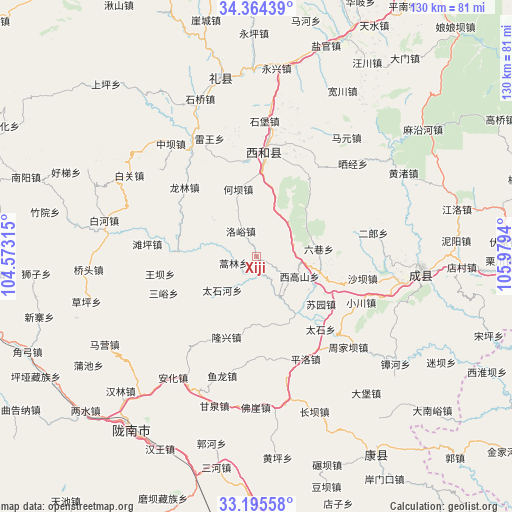 Xiji on map