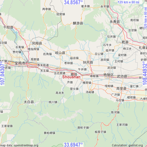 Shoushan on map