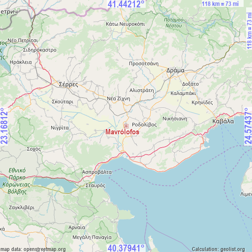 Mavrólofos on map