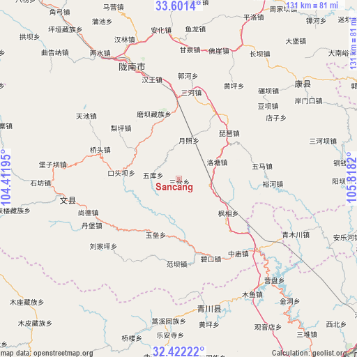 Sancang on map