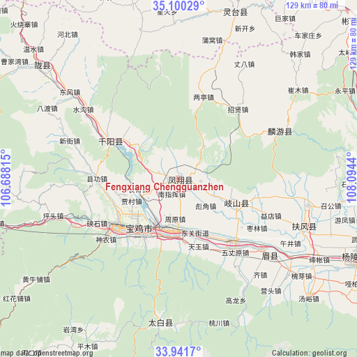 Fengxiang Chengguanzhen on map