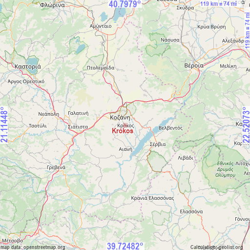 Krókos on map