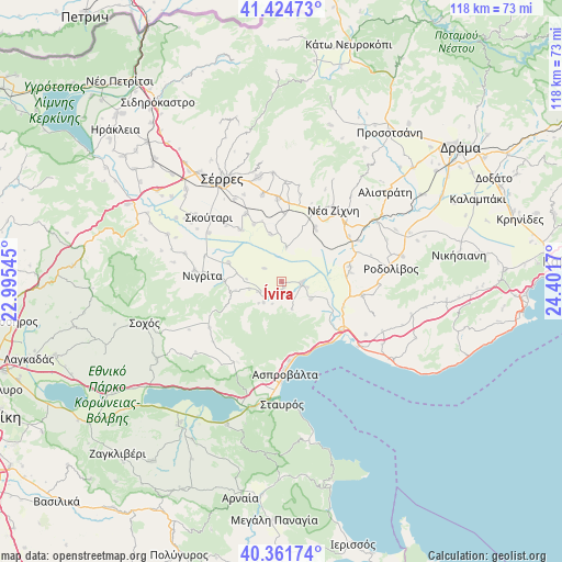 Ívira on map