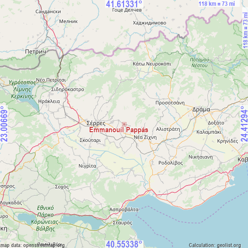 Emmanouíl Pappás on map