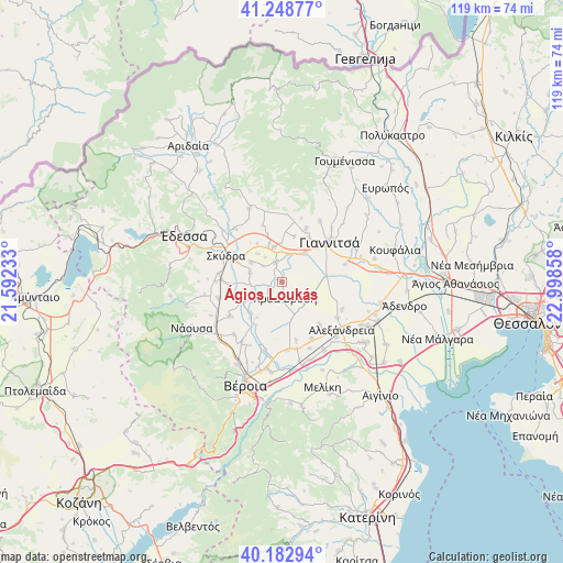 Ágios Loukás on map