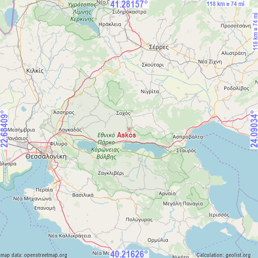 Askós on map