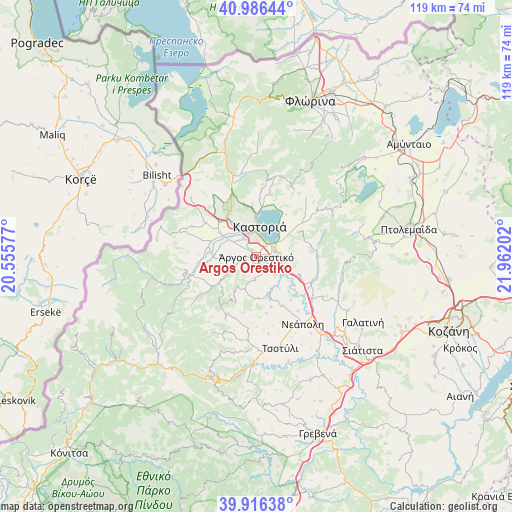 Argos Orestiko on map