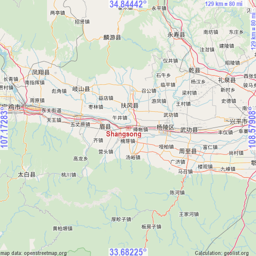 Shangsong on map