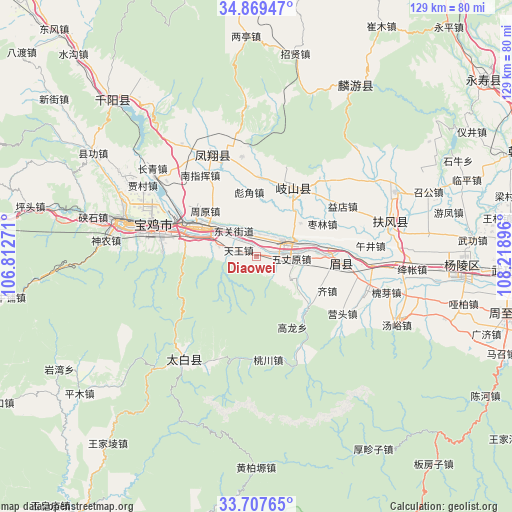 Diaowei on map