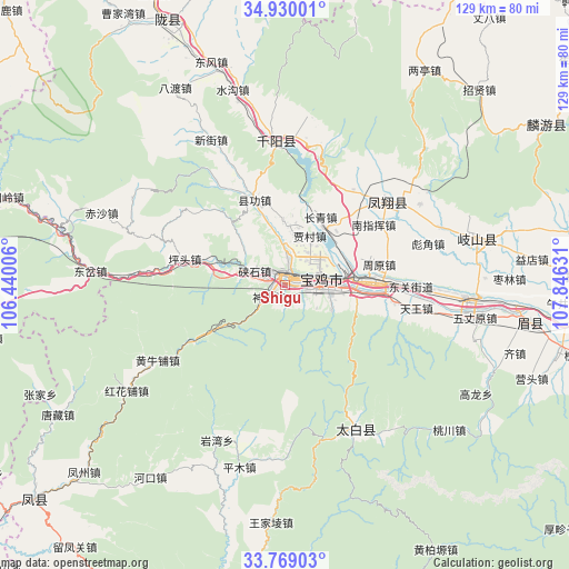 Shigu on map