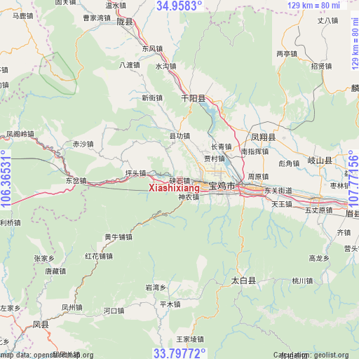 Xiashixiang on map