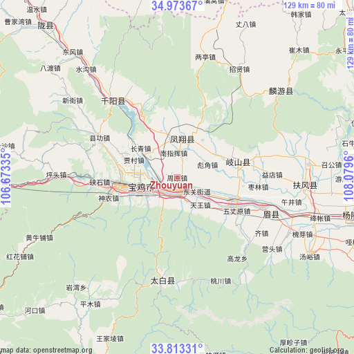 Zhouyuan on map