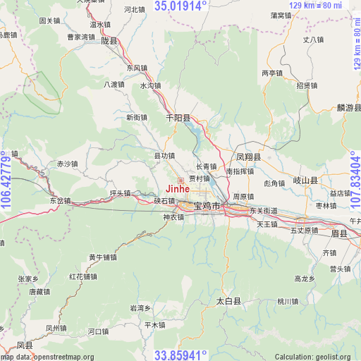 Jinhe on map