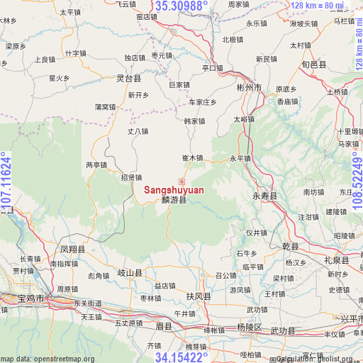 Sangshuyuan on map