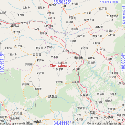 Chejiazhuang on map