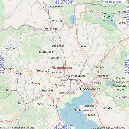 Akropótamos on map