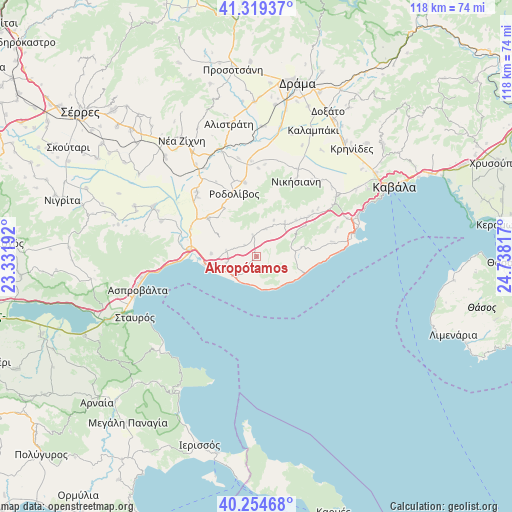 Akropótamos on map