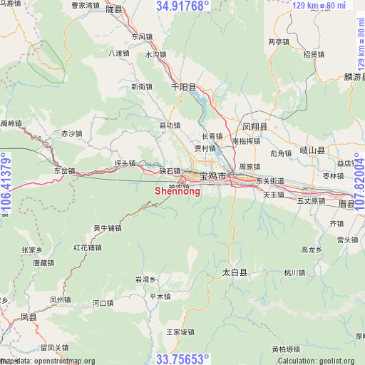 Shennong on map