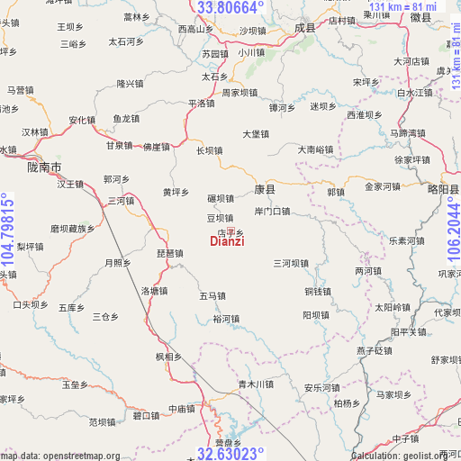 Dianzi on map