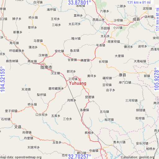 Yuhuang on map