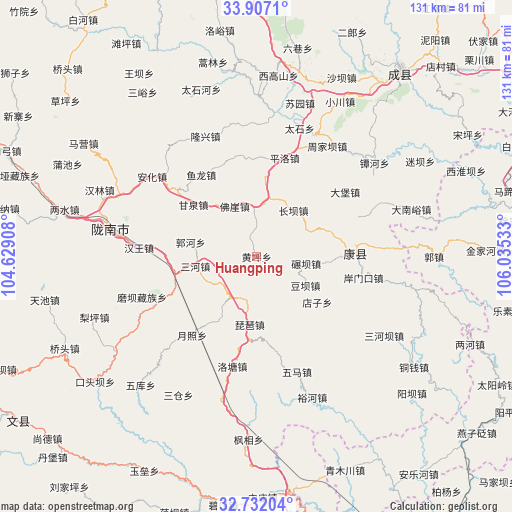 Huangping on map