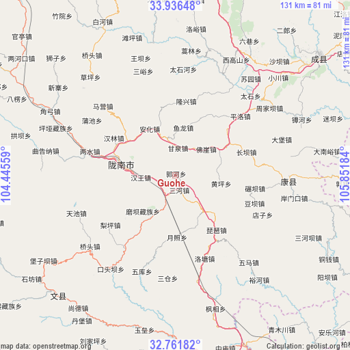 Guohe on map