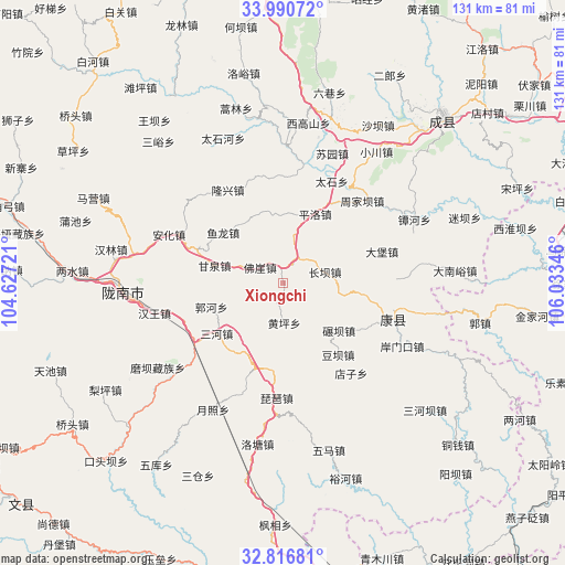 Xiongchi on map