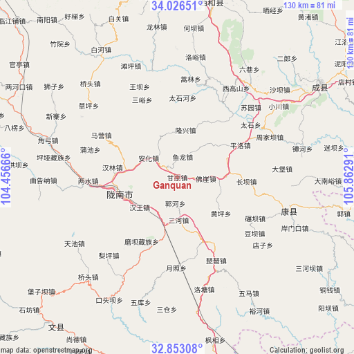 Ganquan on map