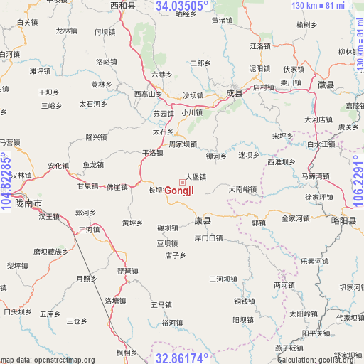 Gongji on map